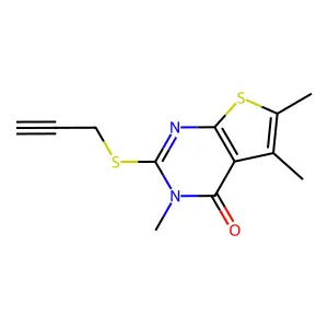 3,5,6-trimethyl-2-(prop-2-yn-1-ylthio)thieno[2,3-d]pyrimidin-4(3H)-one structure