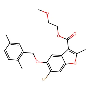 2-methoxyethyl 6-bromo-5-[(2,5-dimethylphenyl)methoxy]-2-methyl-1-benzofuran-3-carboxylate structure