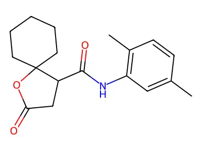 N-(2,5-dimethylphenyl)-2-oxo-1-oxaspiro[4.5]decane-4-carboxamide structure