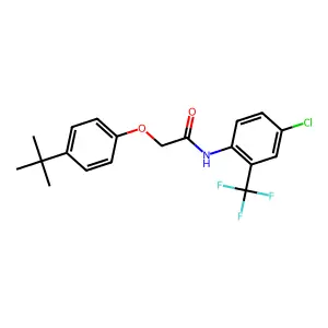 2-(4-tert-butylphenoxy)-N-[4-chloro-2-(trifluoromethyl)phenyl]acetamide structure