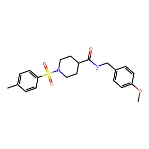 N-[(4-methoxyphenyl)methyl]-1-(4-methylphenyl)sulfonylpiperidine-4-carboxamide structure