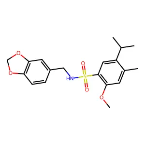 N-(1,3-benzodioxol-5-ylmethyl)-5-isopropyl-2-methoxy-4-methylbenzenesulfonamide structure