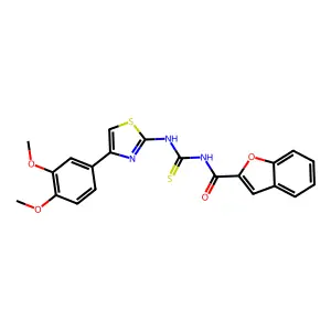 N-[[4-(3,4-dimethoxyphenyl)-1,3-thiazol-2-yl]carbamothioyl]-1-benzofuran-2-carboxamide structure