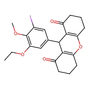 9-(3-ethoxy-5-iodo-4-methoxyphenyl)-3,4,5,6,7,9-hexahydro-2H-xanthene-1,8-dione structure