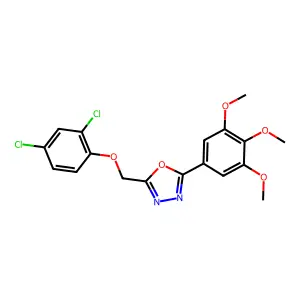 2-((2,4-Dichlorophenoxy)methyl)-5-(3,4,5-trimethoxyphenyl)-1,3,4-oxadiazole structure