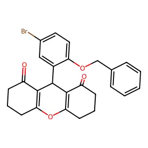 9-(5-bromo-2-phenylmethoxyphenyl)-3,4,5,6,7,9-hexahydro-2H-xanthene-1,8-dione structure