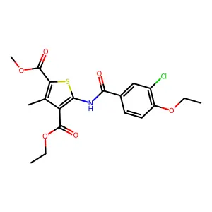 4-ethyl 2-methyl 5-{[(3-chloro-4-ethoxyphenyl)carbonyl]amino}-3-methylthiophene-2,4-dicarboxylate structure