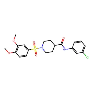 N-(3-chlorophenyl)-1-(3,4-dimethoxyphenyl)sulfonylpiperidine-4-carboxamide structure