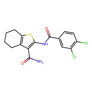 2-[(3,4-Dichlorobenzoyl)amino]-4,5,6,7-tetrahydro-1-benzothiophene-3-carboxamide structure