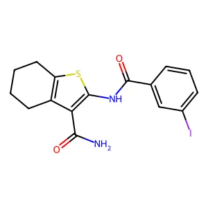 2-[(3-Iodobenzoyl)amino]-4,5,6,7-tetrahydro-1-benzothiophene-3-carboxamide structure