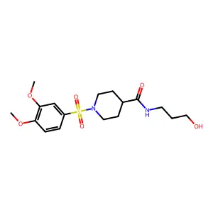 1-(3,4-dimethoxyphenyl)sulfonyl-N-(3-hydroxypropyl)piperidine-4-carboxamide structure