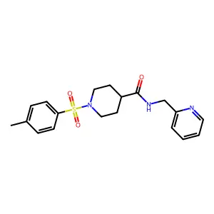 1-(4-methylphenyl)sulfonyl-N-(pyridin-2-ylmethyl)piperidine-4-carboxamide structure