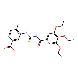 4-Methyl-3-({[(3,4,5-triethoxyphenyl)carbonyl]carbamothioyl}amino)benzoic acid structure