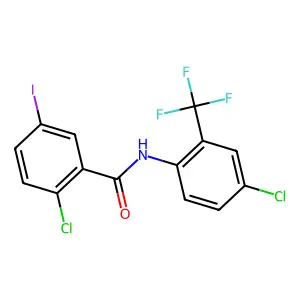 2-chloro-N-[4-chloro-2-(trifluoromethyl)phenyl]-5-iodobenzamide structure
