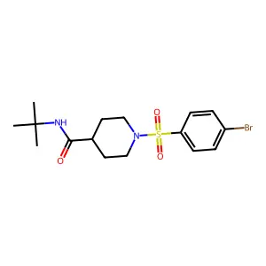 1-(4-bromophenyl)sulfonyl-N-tert-butylpiperidine-4-carboxamide structure
