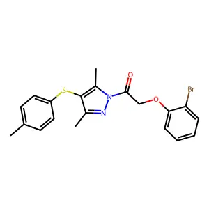2-(2-bromophenoxy)-1-{3,5-dimethyl-4-[(4-methylphenyl)sulfanyl]-1H-pyrazol-1-yl}ethan-1-one structure