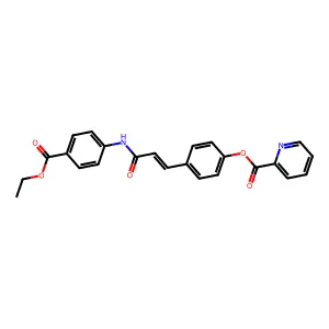(E)-4-(3-((4-(ethoxycarbonyl)phenyl)amino)-3-oxoprop-1-en-1-yl)phenyl picolinate structure