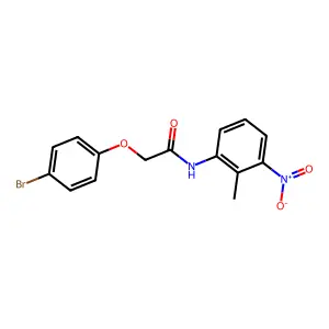 2-(4-bromophenoxy)-N-(2-methyl-3-nitrophenyl)acetamide structure