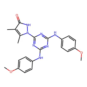1-{4,6-bis[(4-methoxyphenyl)amino]-1,3,5-triazin-2-yl}-4,5-dimethyl-1H-pyrazol-3-ol structure