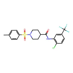 N-[2-chloro-5-(trifluoromethyl)phenyl]-1-(4-methylphenyl)sulfonylpiperidine-4-carboxamide structure