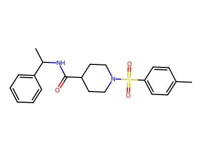 1-(4-methylphenyl)sulfonyl-N-(1-phenylethyl)piperidine-4-carboxamide structure