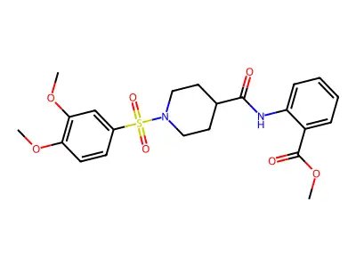 Methyl 2-[[1-(3,4-dimethoxyphenyl)sulfonylpiperidine-4-carbonyl]amino]benzoate structure