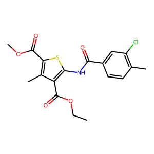 4-ethyl 2-methyl 5-{[(3-chloro-4-methylphenyl)carbonyl]amino}-3-methylthiophene-2,4-dicarboxylate structure