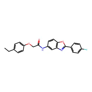 2-(4-ethylphenoxy)-N-[2-(4-fluorophenyl)-1,3-benzoxazol-5-yl]acetamide structure