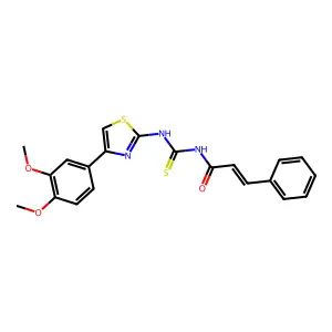 (2E)-N-{[4-(3,4-dimethoxyphenyl)-1,3-thiazol-2-yl]carbamothioyl}-3-phenylprop-2-enamide structure