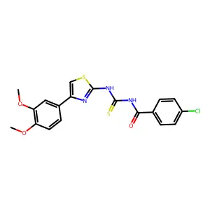 4-chloro-N-[[4-(3,4-dimethoxyphenyl)-1,3-thiazol-2-yl]carbamothioyl]benzamide structure