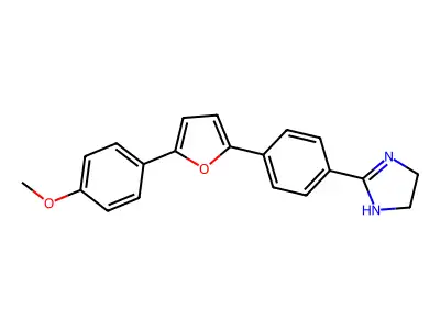 1H-Imidazole, 4,5-dihydro-2-[4-[5-(4-methoxyphenyl)-2-furanyl]phenyl]- structure
