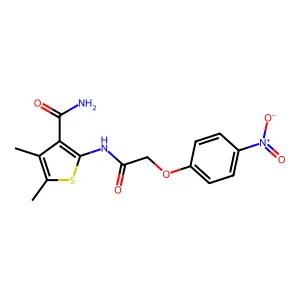 2-[({4-Nitrophenoxy}acetyl)amino]-4,5-dimethylthiophene-3-carboxamide structure