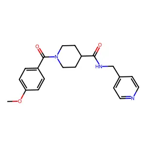 1-(4-methoxybenzoyl)-N-(pyridin-4-ylmethyl)piperidine-4-carboxamide structure
