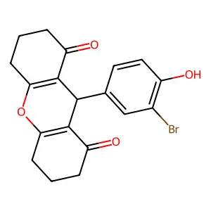 9-(3-bromo-4-hydroxyphenyl)-3,4,5,6,7,9-hexahydro-2H-xanthene-1,8-dione structure