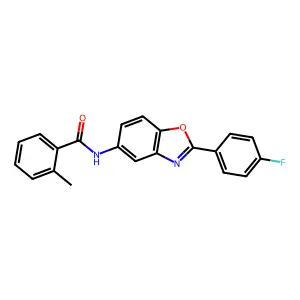 N-[2-(4-fluorophenyl)-1,3-benzoxazol-5-yl]-2-methylbenzamide structure