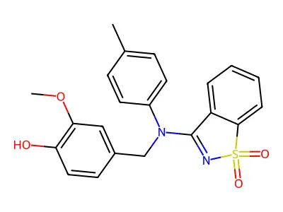 4-{[(1,1-DIOXIDO-1,2-BENZISOTHIAZOL-3-YL)(4-METHYLPHENYL)AMINO]METHYL}-2-METHOXYPHENOL structure