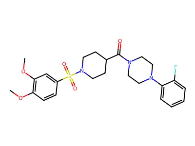 [1-(3,4-dimethoxyphenyl)sulfonylpiperidin-4-yl]-[4-(2-fluorophenyl)piperazin-1-yl]methanone structure