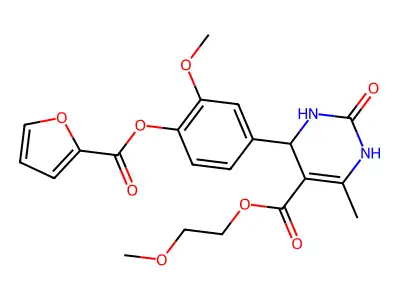 2-methoxyethyl 4-[4-(furan-2-carbonyloxy)-3-methoxyphenyl]-6-methyl-2-oxo-1,2,3,4-tetrahydropyrimidine-5-carboxylate structure