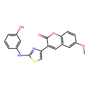 3-{2-[(3-hydroxyphenyl)amino]-1,3-thiazol-4-yl}-6-methoxy-2H-chromen-2-one structure