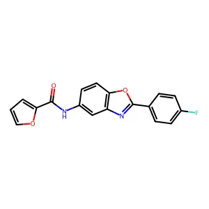N-[2-(4-fluorophenyl)-1,3-benzoxazol-5-yl]furan-2-carboxamide structure