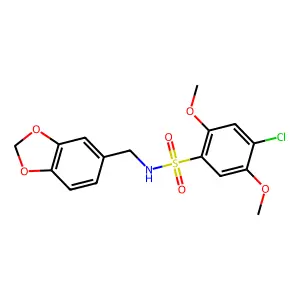 N-Benzo[1,3]dioxol-5-ylmethyl-4-chloro-2,5-dimethoxy-benzenesulfonamide structure
