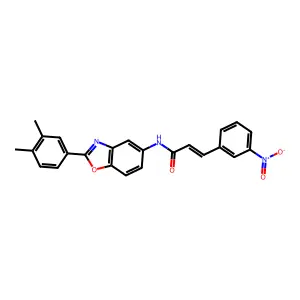 (2E)-N-[2-(3,4-dimethylphenyl)-1,3-benzoxazol-5-yl]-3-(3-nitrophenyl)prop-2-enamide structure