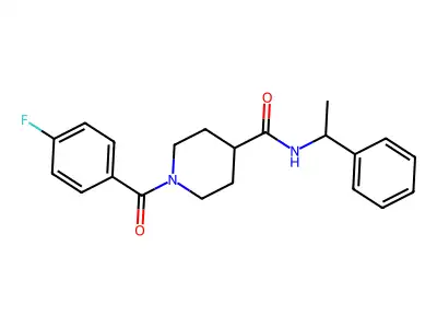 1-(4-fluorobenzoyl)-N-(1-phenylethyl)piperidine-4-carboxamide structure