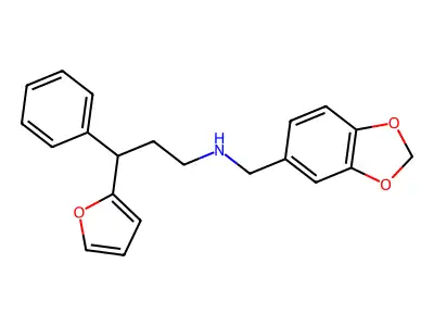 N-(1,3-benzodioxol-5-ylmethyl)-3-(furan-2-yl)-3-phenylpropan-1-amine structure