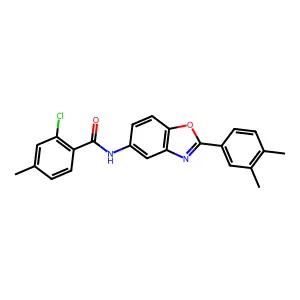 2-chloro-N-[2-(3,4-dimethylphenyl)-1,3-benzoxazol-5-yl]-4-methylbenzamide structure