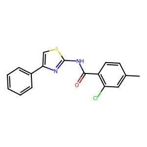 2-chloro-4-methyl-N-(4-phenyl-1,3-thiazol-2-yl)benzamide structure