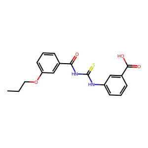 3-({[(3-Propoxyphenyl)carbonyl]carbamothioyl}amino)benzoic acid structure