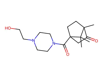 4-[4-(2-hydroxyethyl)piperazine-1-carbonyl]-1,7,7-trimethylbicyclo[2.2.1]heptan-2-one structure