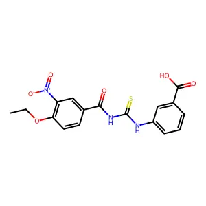 3-({[(4-Ethoxy-3-nitrophenyl)carbonyl]carbamothioyl}amino)benzoic acid structure