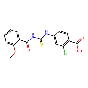2-Chloro-4-(3-(2-methoxybenzoyl)thioureido)benzoic acid structure